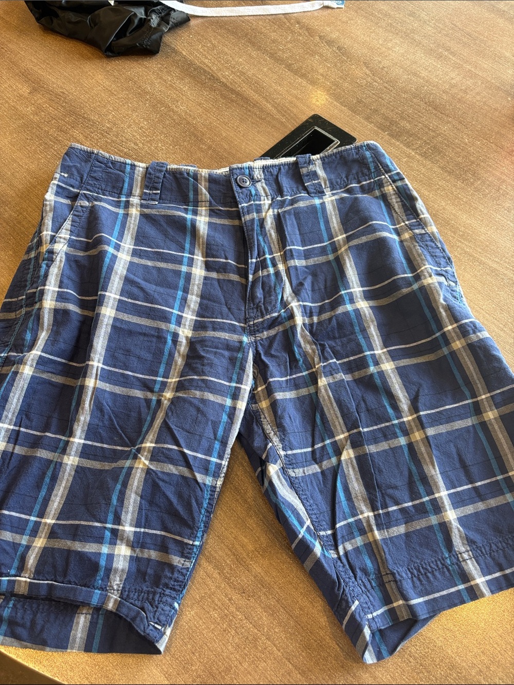 Men's Navy Plaid Cotton Shorts from Gap